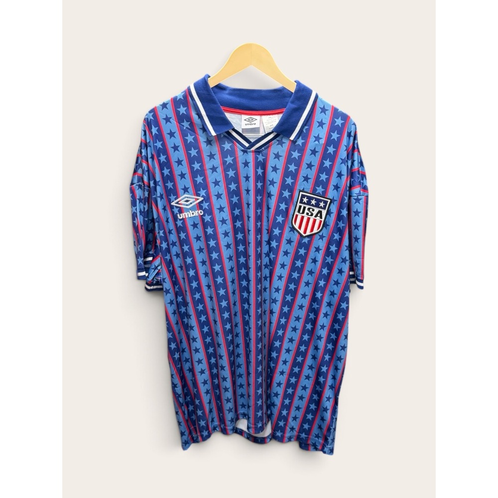 Umbro US Soccer Jersey Mens XXL Blue Red Stars Stripes NWT
